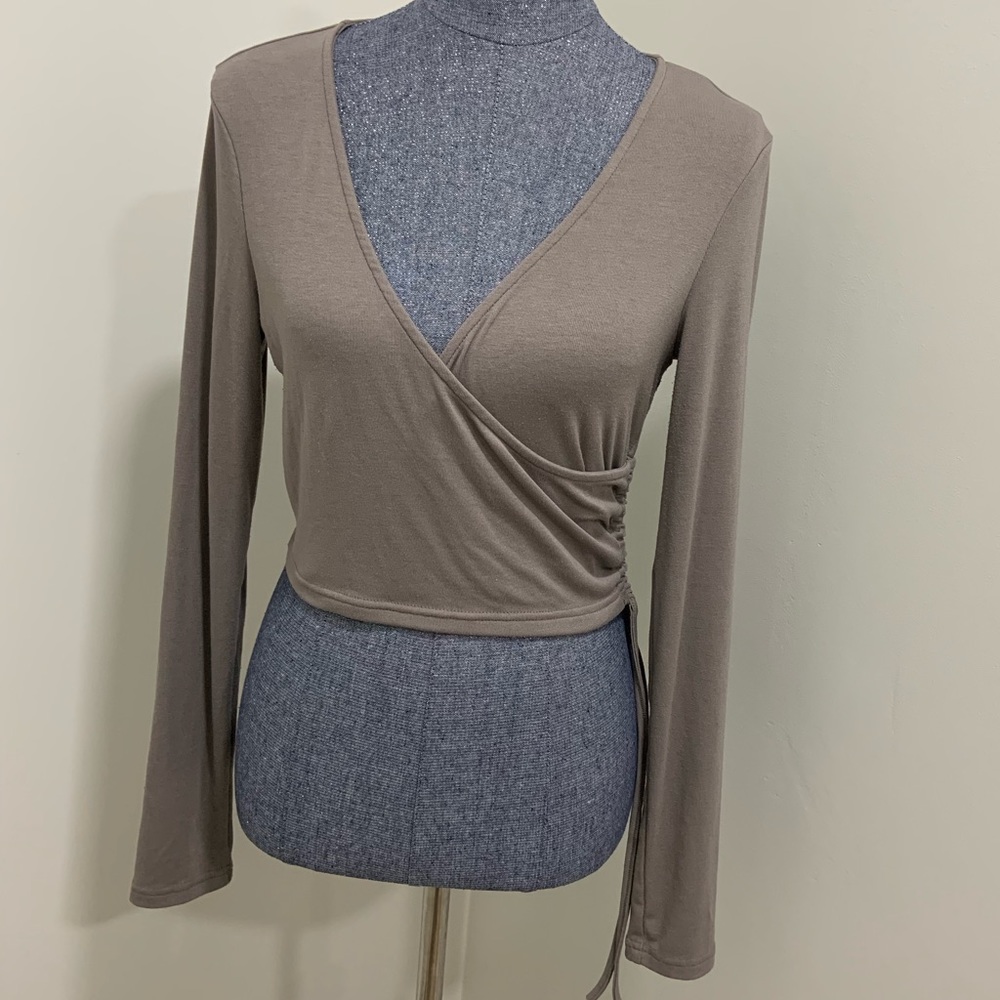 Mauve I❤️it cross over long sleeve top